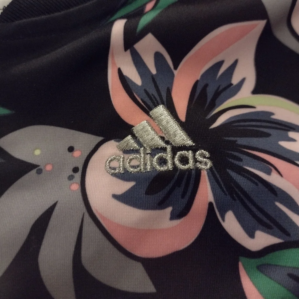 Adidas Girl's Lightweight Floral Jacket Size 7/8 - Picture 3 of 7